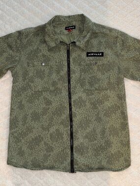 Airwalk Olive Green Camouflage Zip-Up Shirt